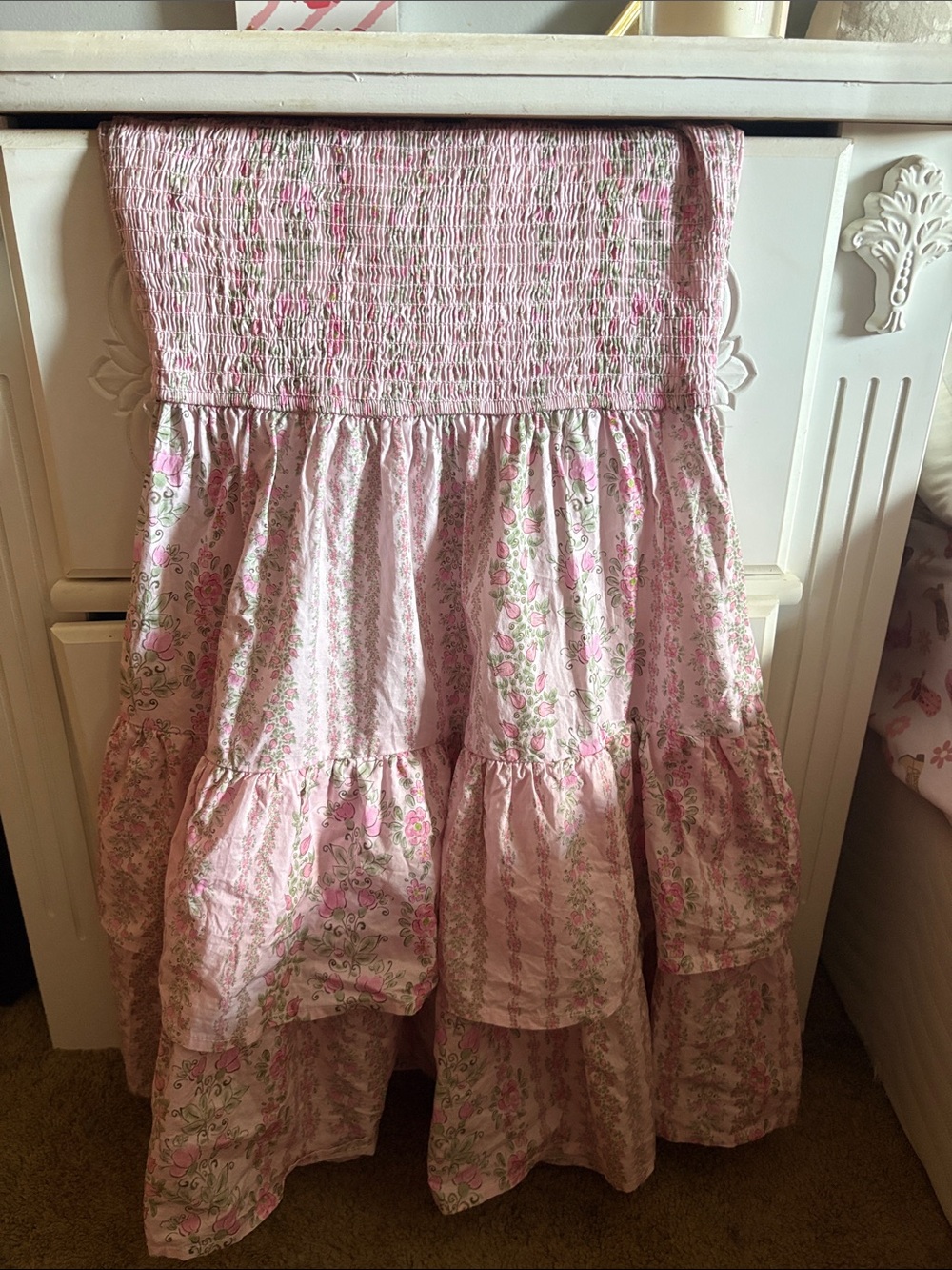 Francesca's Collections Pink Floral Tiered Maxi Dress